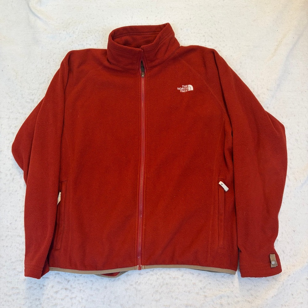 The North Face Fleece Jacket Womens Large Red Full Zip Mock Neck